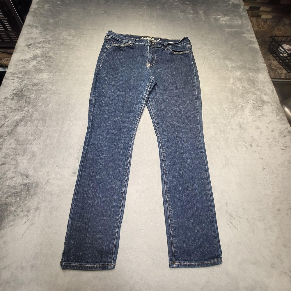 Old Navy Jeans Womens 10 Blue Straight Slim Dark Wash Mid Rise Stretch